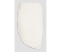 Asymmetric ruched stretch-jersey skirt - White