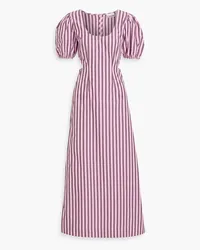 Ganni Cutout striped cotton-poplin maxi dress - Pink Pink