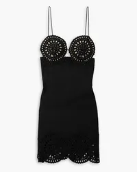 Stella McCartney Broderie anglaise and twill mini dress - Black Black