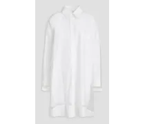 Organza-layered cotton-poplin mini shirt dress - White