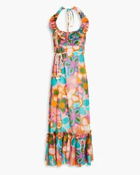 Zimmermann Ruffled floral-print cotton midi halterneck dress - Multicolor Multicolor