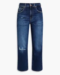 7 for all mankind Modern cropped distressed high-rise straight-leg jeans - Blue Blue