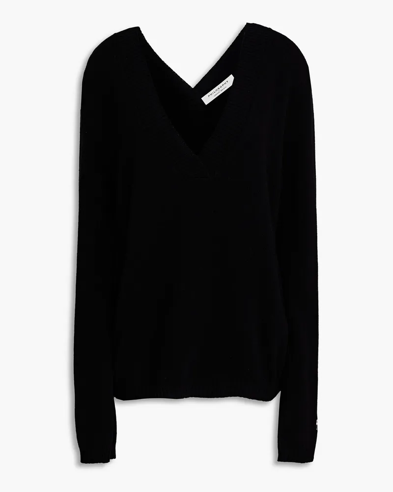 Philosophy Di Lorenzo Serafini Embroidered wool and cashmere-blend sweater - Black Black