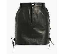 Whipstitched-trimmed leather mini skirt - Black
