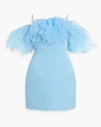 Oscar de la Renta Strapless tulle and cotton-blend moire mini dress - Blue Blue