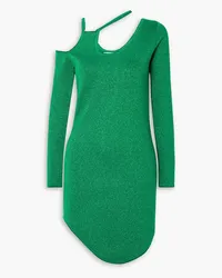 J.W.Anderson Asymmetric cutout metallic knitted mini dress - Green Green