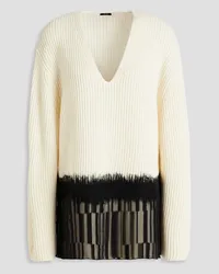 Joseph Lace-paneled ribbed wool sweater - White White