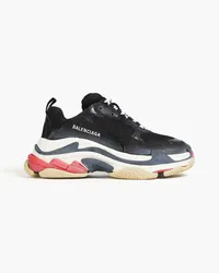 Balenciaga Triple S leather-trimmed mesh sneakers - Black Black