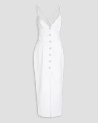 RASARIO Button-embellished pleated crepe midi dress - White White