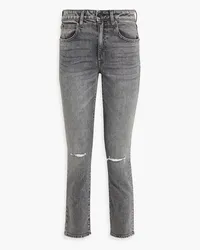 SLVRLAKE Loulou cropped distressed mid-rise slim-leg jeans - Gray Gray