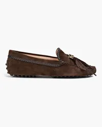 TOD'S Embellished suede loafers - Brown Brown