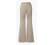 Cotton-blend twill flared pants - Neutral