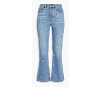 Embroidered high-rise flared jeans - Blue