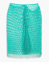 Cult Gaia Sato beaded fringed crochet-knit pareo - Green Green