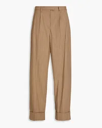 Rag & Bone Marianne pleated striped twill wide-leg pants - Brown Brown