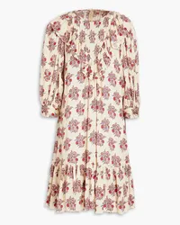 byTiMo Gathered floral-print jacquard mini shirt dress - Neutral Neutral