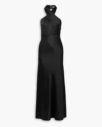 Veronica Beard Alberta halterneck satin maxi dress - Black Black