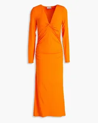 Ganni Twisted jersey midi dress - Orange Orange