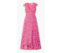 Emma ruffled printed cotton and silk-blend maxi dress - Pink