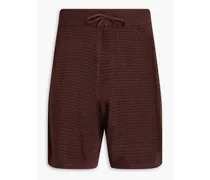 Pointelle-knit drawstring shorts - Brown