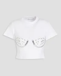 Area Cropped crystal-embellished jersey T-shirt - White White