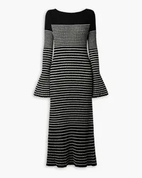 Proenza Schouler Striped ribbed-knit midi dress - Black Black