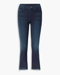 Mother The Insider cropped frayed high-rise flared jeans - Blue Blue