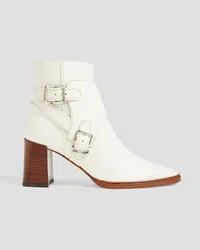 TOD'S Fibbie buckled leather ankle boots - White White