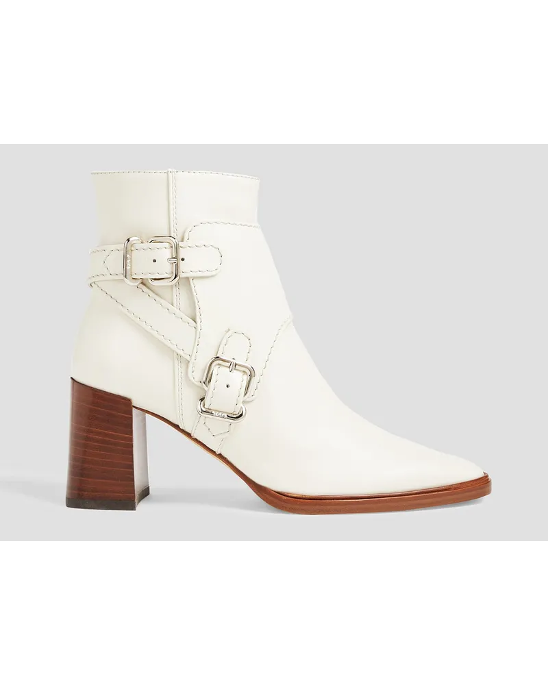 TOD'S Fibbie buckled leather ankle boots - White White