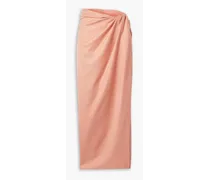 Wrap-effect wool and silk-blend midi skirt - Pink