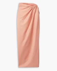 Brandon Maxwell Wrap-effect wool and silk-blend midi skirt - Pink Pink