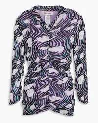 Diane von Furstenberg Julie ruched printed stretch-mesh top - Purple Purple