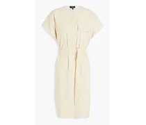 Belted slub linen-blend dress - Neutral