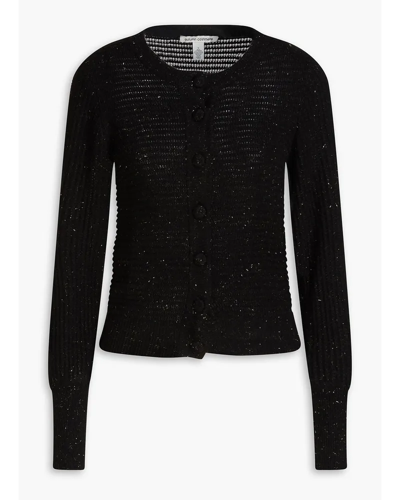 Autumn Cashmere Metallic ribbed cashmere-blend cardigan - Black Black