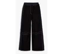 Ripstop-paneled cotton-canvas wide-leg pants - Black