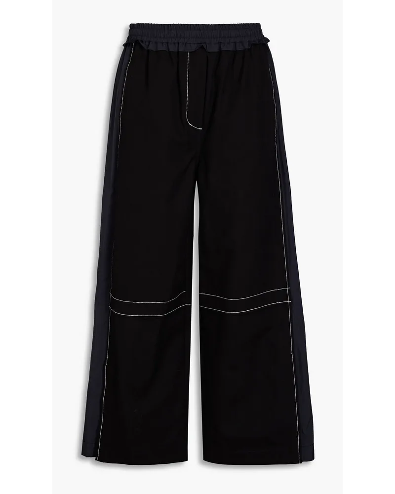 3.1 phillip lim Ripstop-paneled cotton-canvas wide-leg pants - Black Black