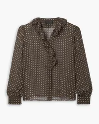 Nili Lotan Nicole ruffled polka-dot silk-chiffon blouse - Brown Brown