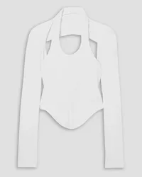 Dion Lee Modular cutout ribbed stretch-cotton jersey bustier top - White White