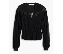 Finra lace-paneled crepe blouse - Black