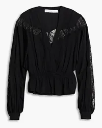 IRO Finra lace-paneled crepe blouse - Black Black