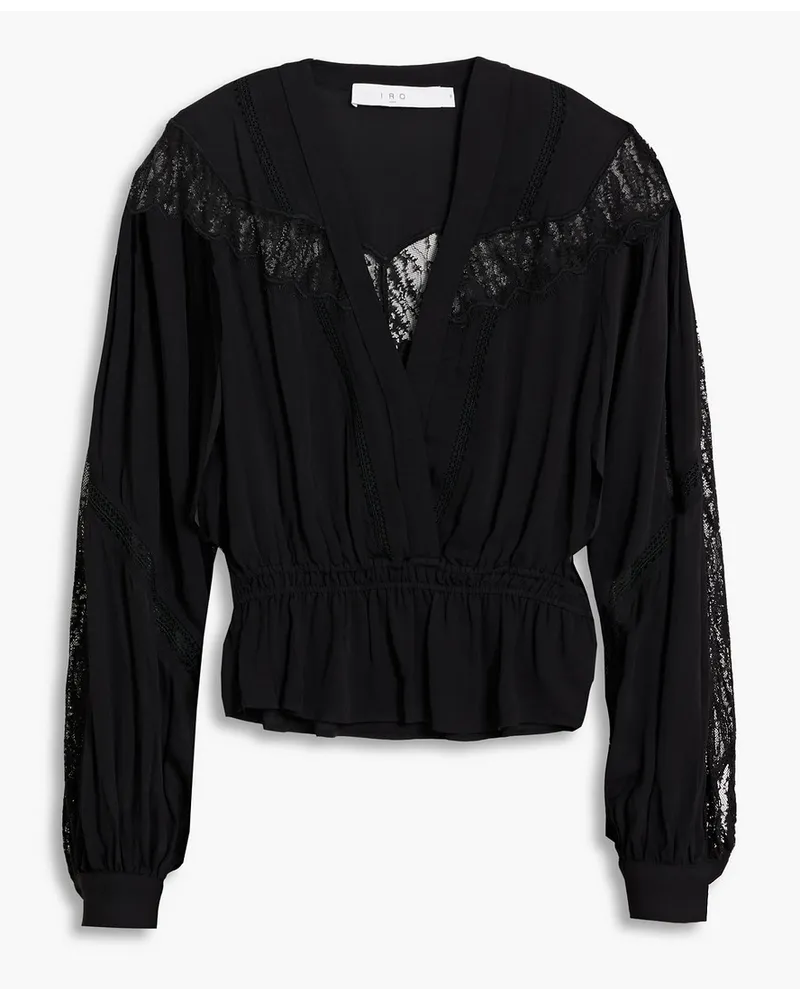 IRO Finra lace-paneled crepe blouse - Black Black