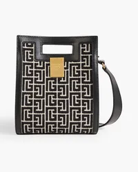 Balmain 1945 leather-trimmed jacquard tote - Black Black