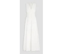 Shirred cotton-poplin maxi dress - White