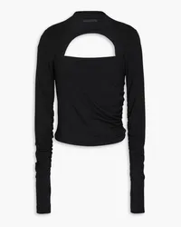 Helmut Lang Ruched cutout jersey top - Black Black