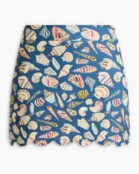 Marysia Morton scalloped printed seersucker mini skirt - Blue Blue