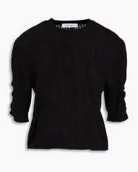 Frame Denim Pointelle-knit cashmere top - Black Black