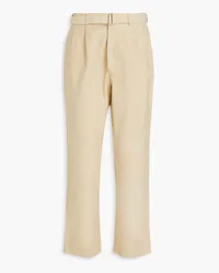 Officine Generale Belted pleated cotton-twill chinos - Neutral Neutral