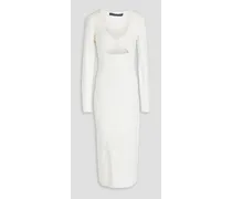 Twisted cutout stretch-knit midi dress - White