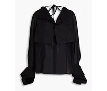 Layered poplin and gauze blouse - Black