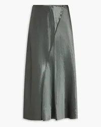 Vince Crinkled-satin midi skirt - Green Green